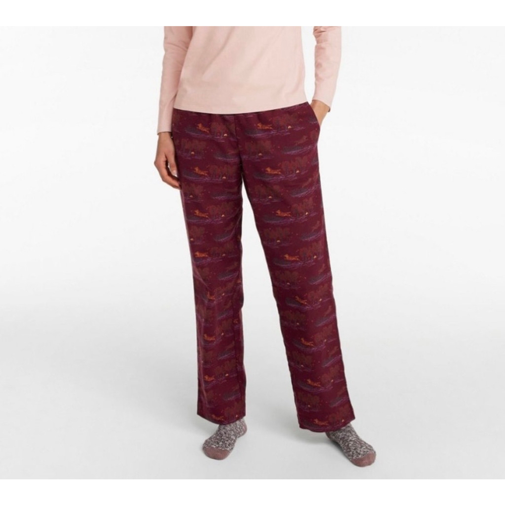 L.L.Bean pink sandstone dog cotton flannel pajama pants